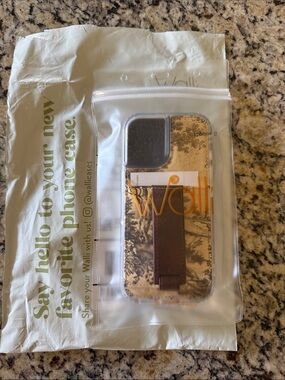 Wallis Brown Floral Grip Strap Phone Case with Clear Edges for a 17 phone